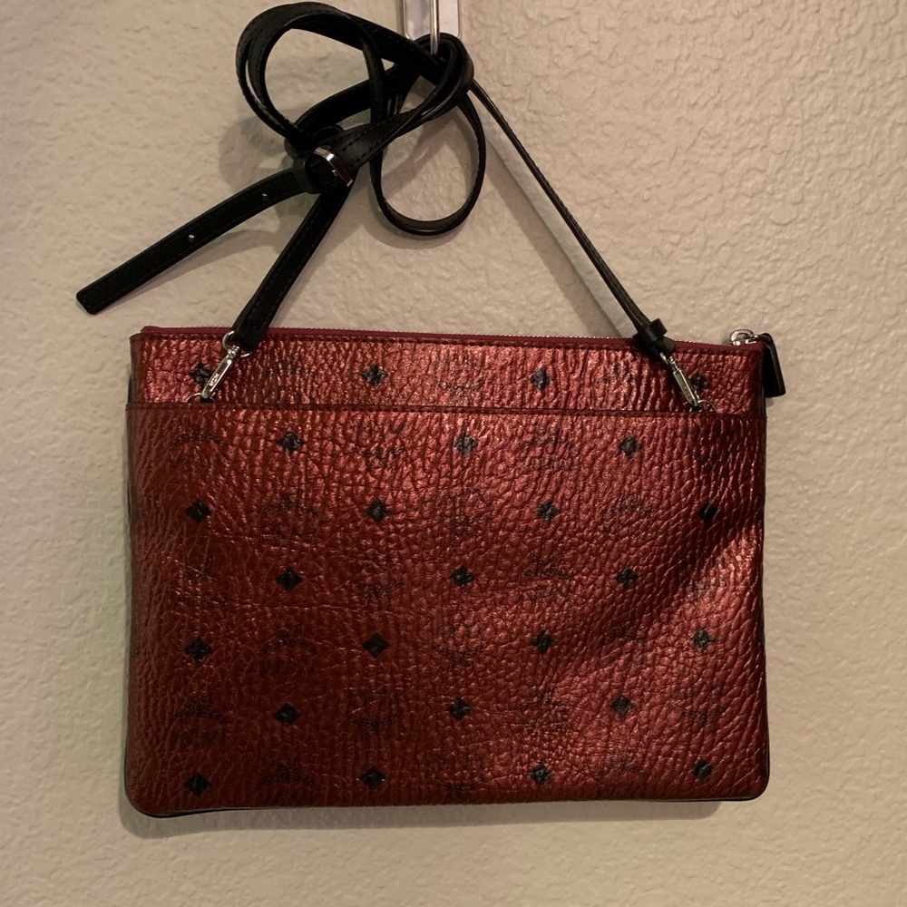 MCM Visetos Crossbody in metallic red